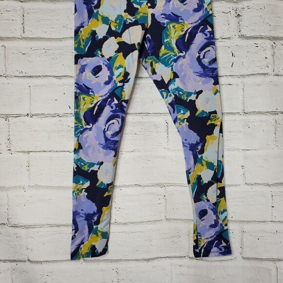 Aerie Hi Rise Navy Floral Print Leggings Medium - Picture 4 of 8
